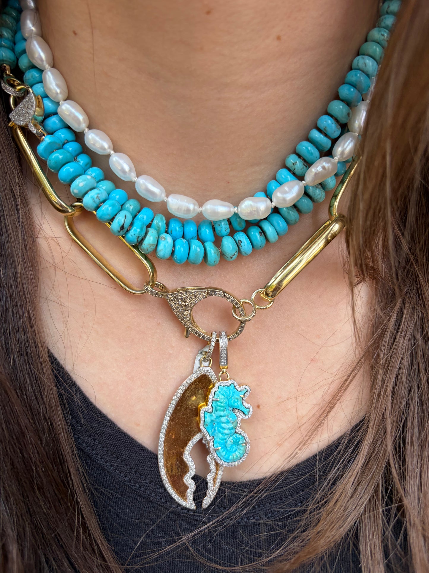 The Woods Turquoise Seahorse Diamond Pendant