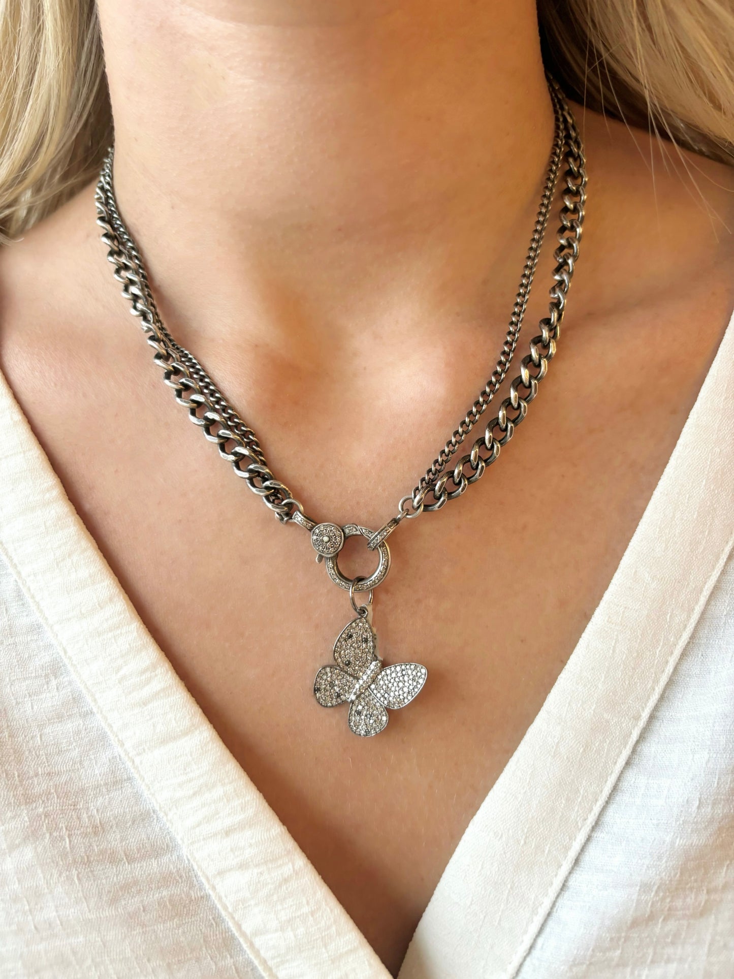 Vintage La Rose Sterling Silver Butterfly Pendant