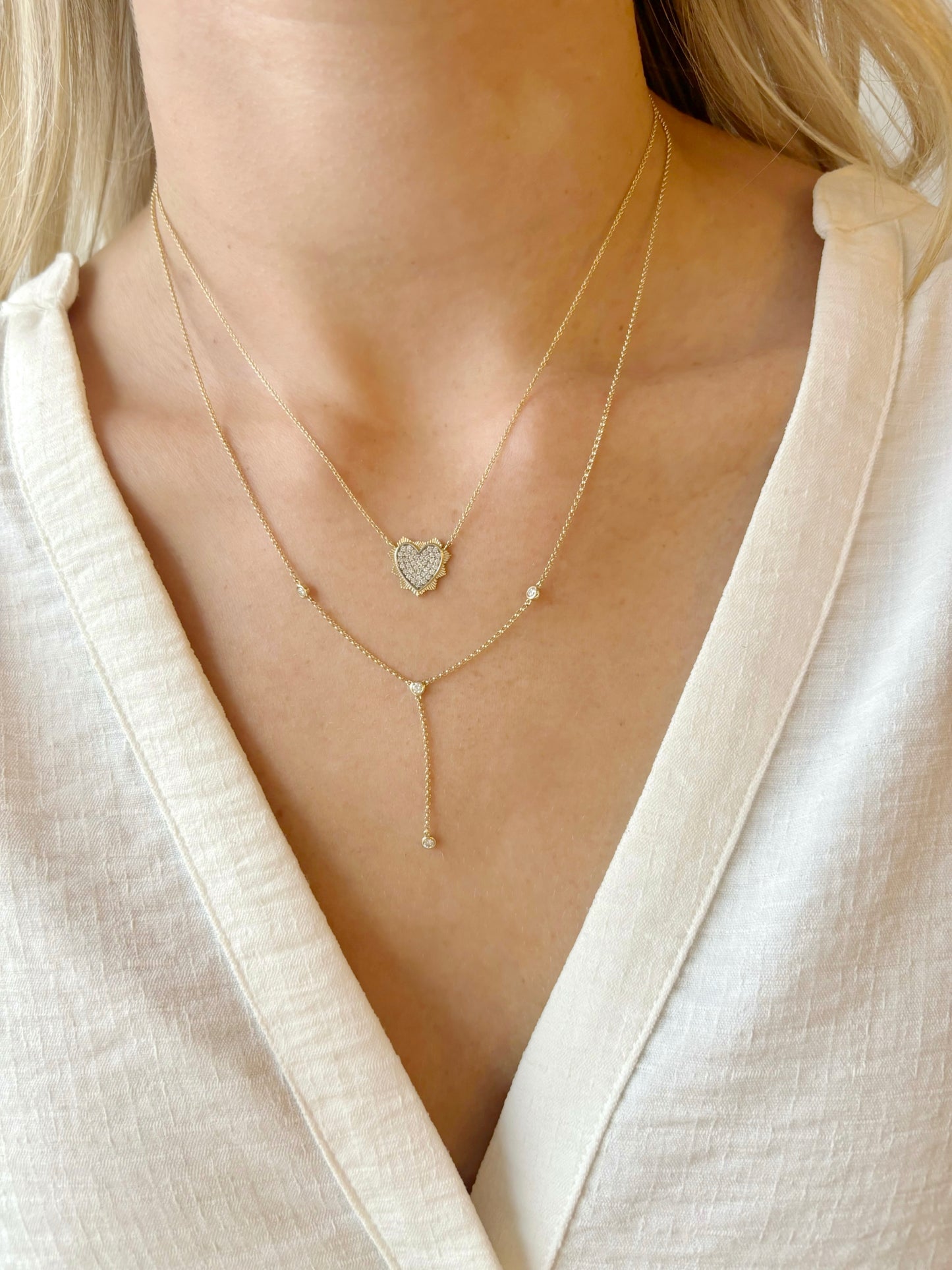 14K Vintage La Rose Starburst Heart Necklace