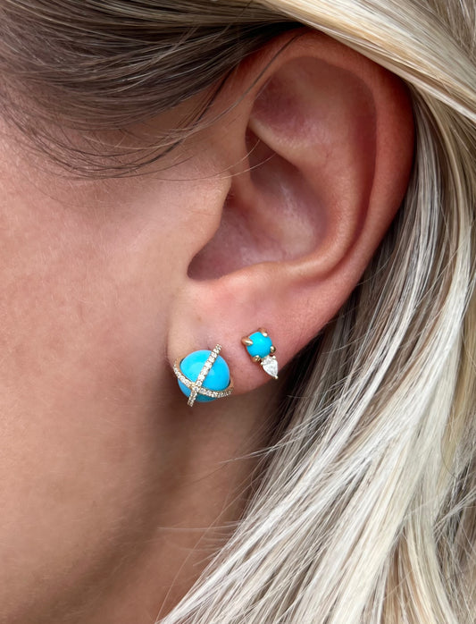 Vintage La Rose 14K Turquoise Cage Earrings