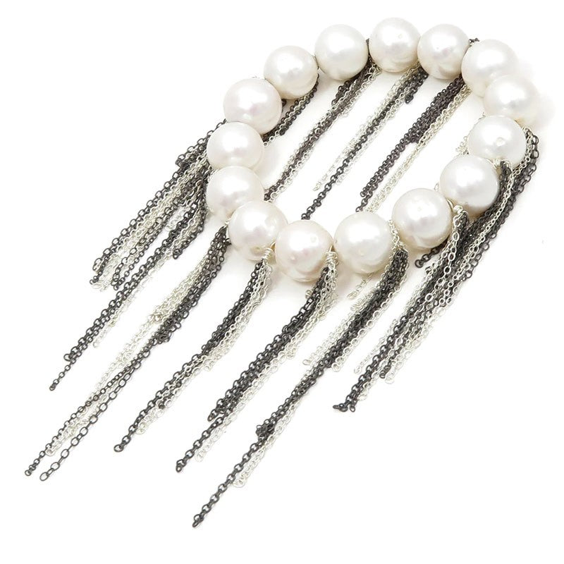 Samira 13 White Pearl Fringe Bracelet