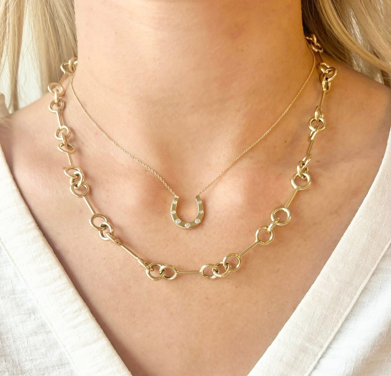 14K Vintage La Rose Horseshoe Diamond Necklace