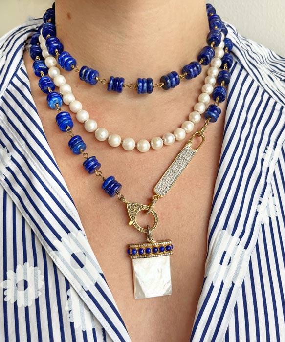 The Woods Lapis Mother of Pearl Pendant