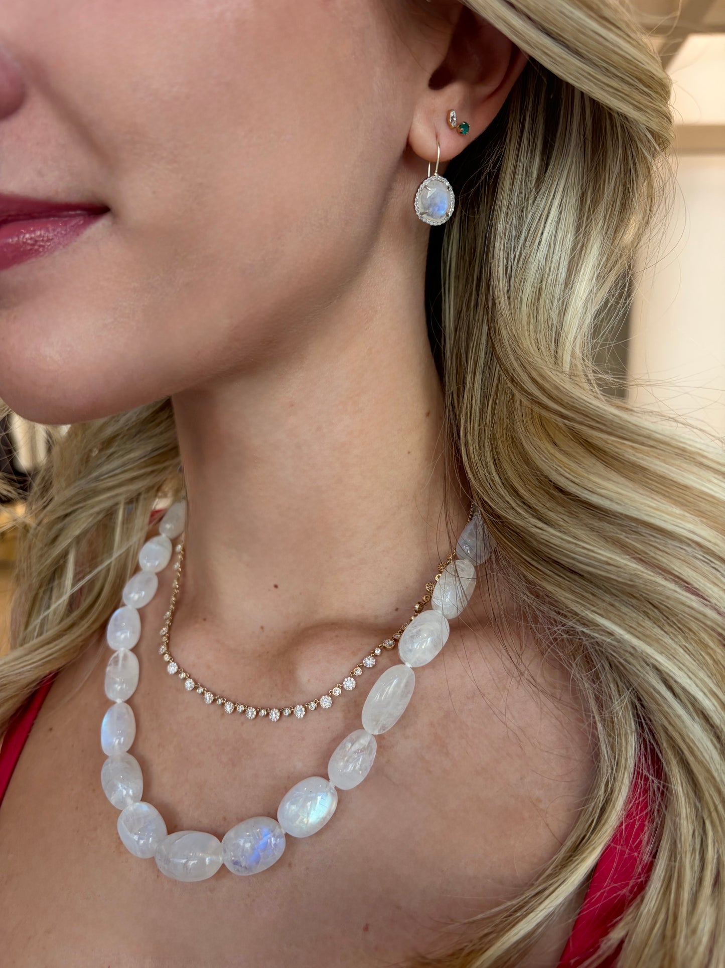 The Woods Moonstone Diamond Drop Earrings