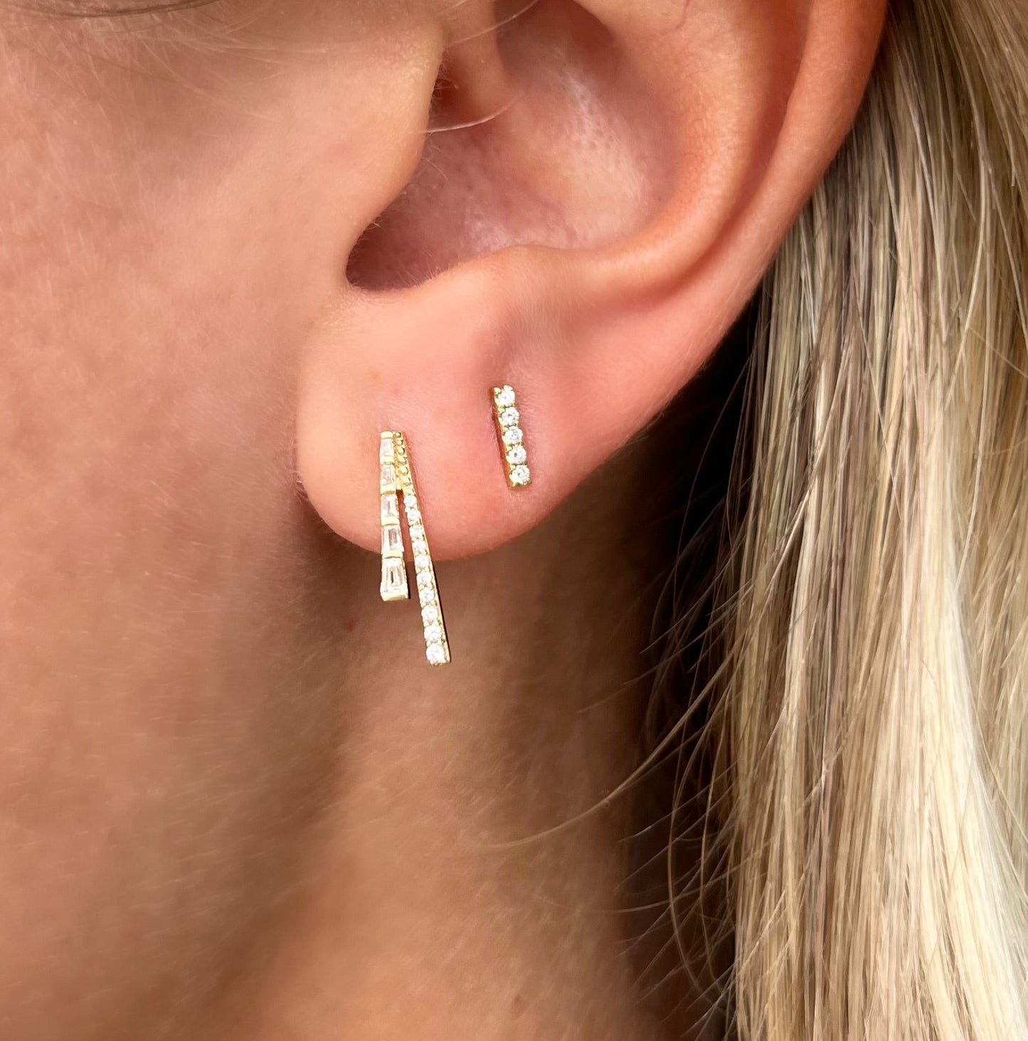 Vintage La Rose 14K Diamond Firework Earrings