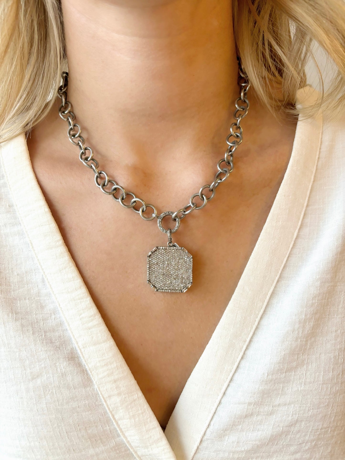 Vintage La Rose Sterling Silver Dog tag pendant