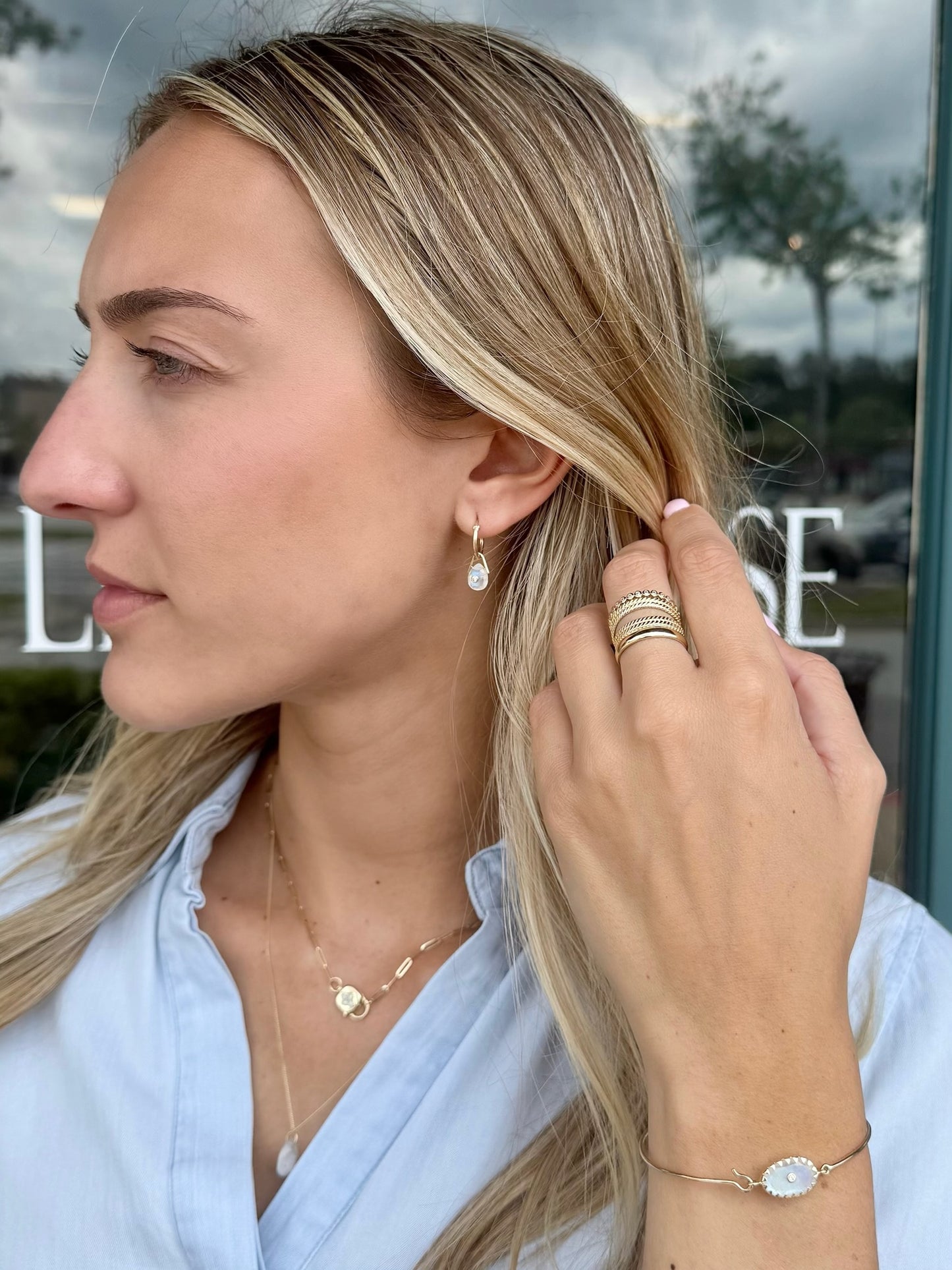 Pascale Monvoisin Orso Moonstone Hoop Earrings
