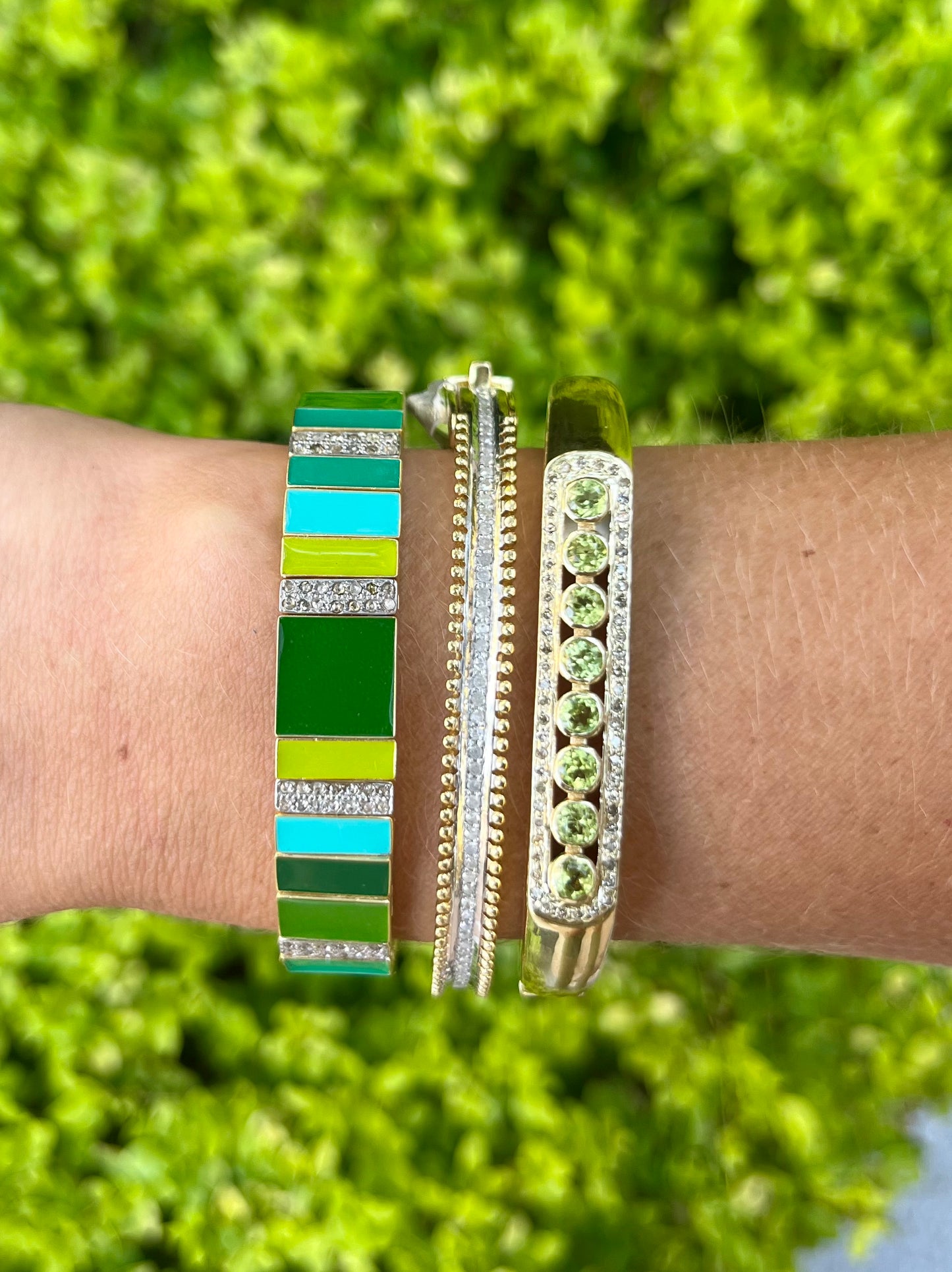 The Woods Fine Jewelry Green Enamel Cuff