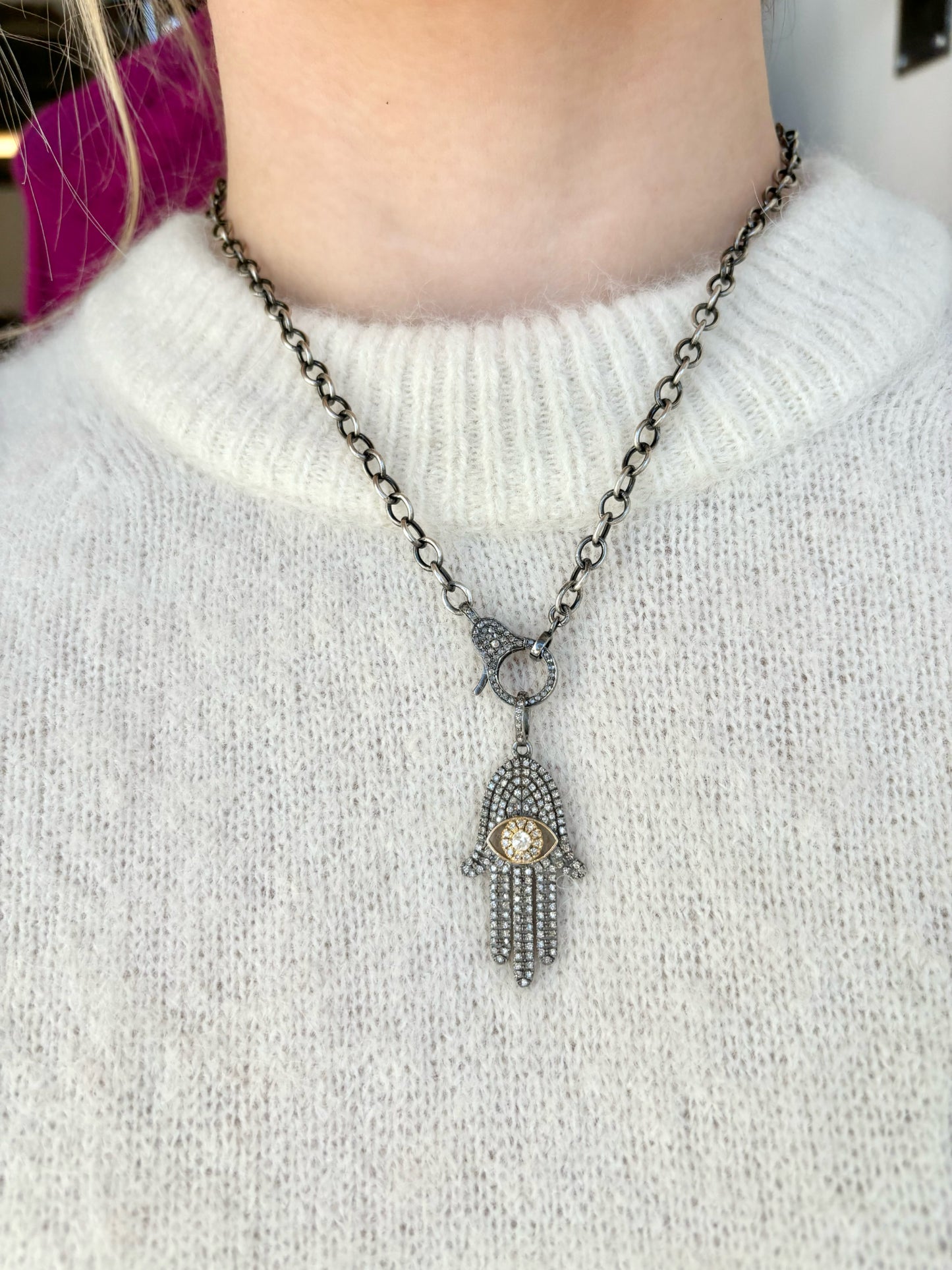 Sample Sale 14k/SS Hamsa Pendant