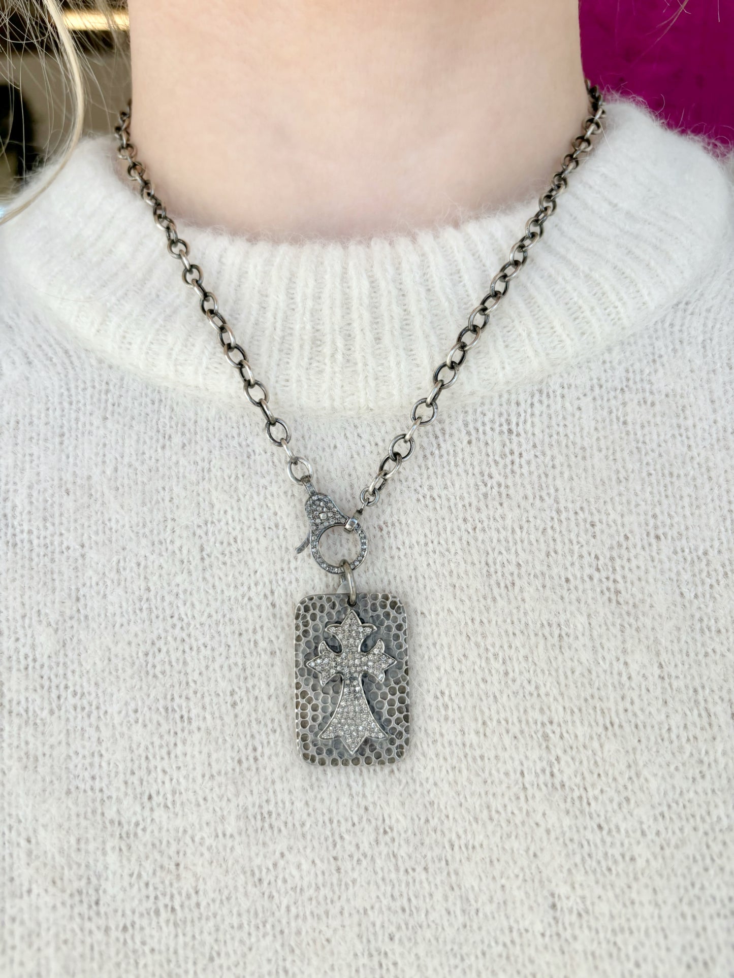 Sample Sale Cross Tag Pendant