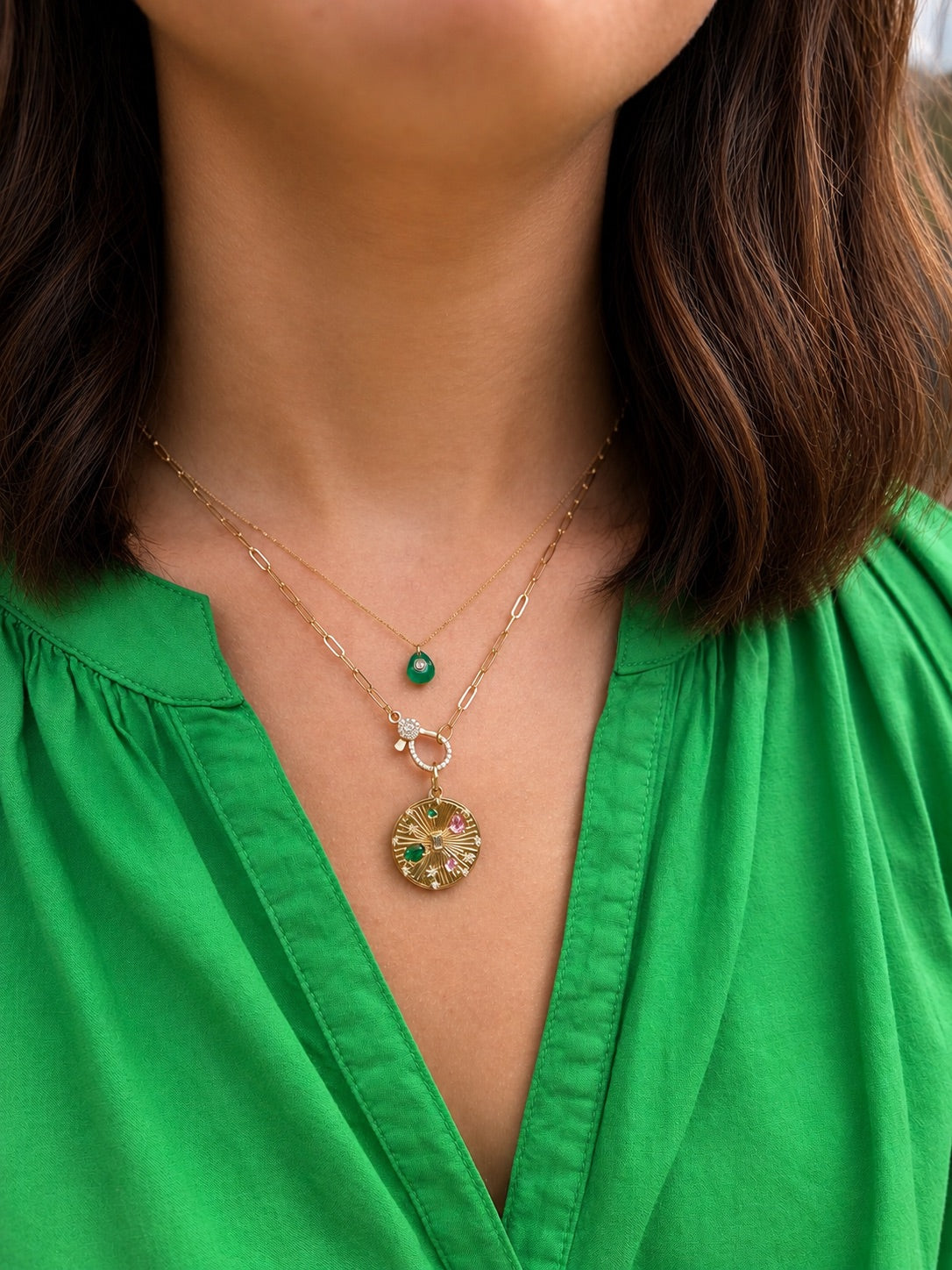 Pascale Monvoisin Green Onyx Orso Necklace