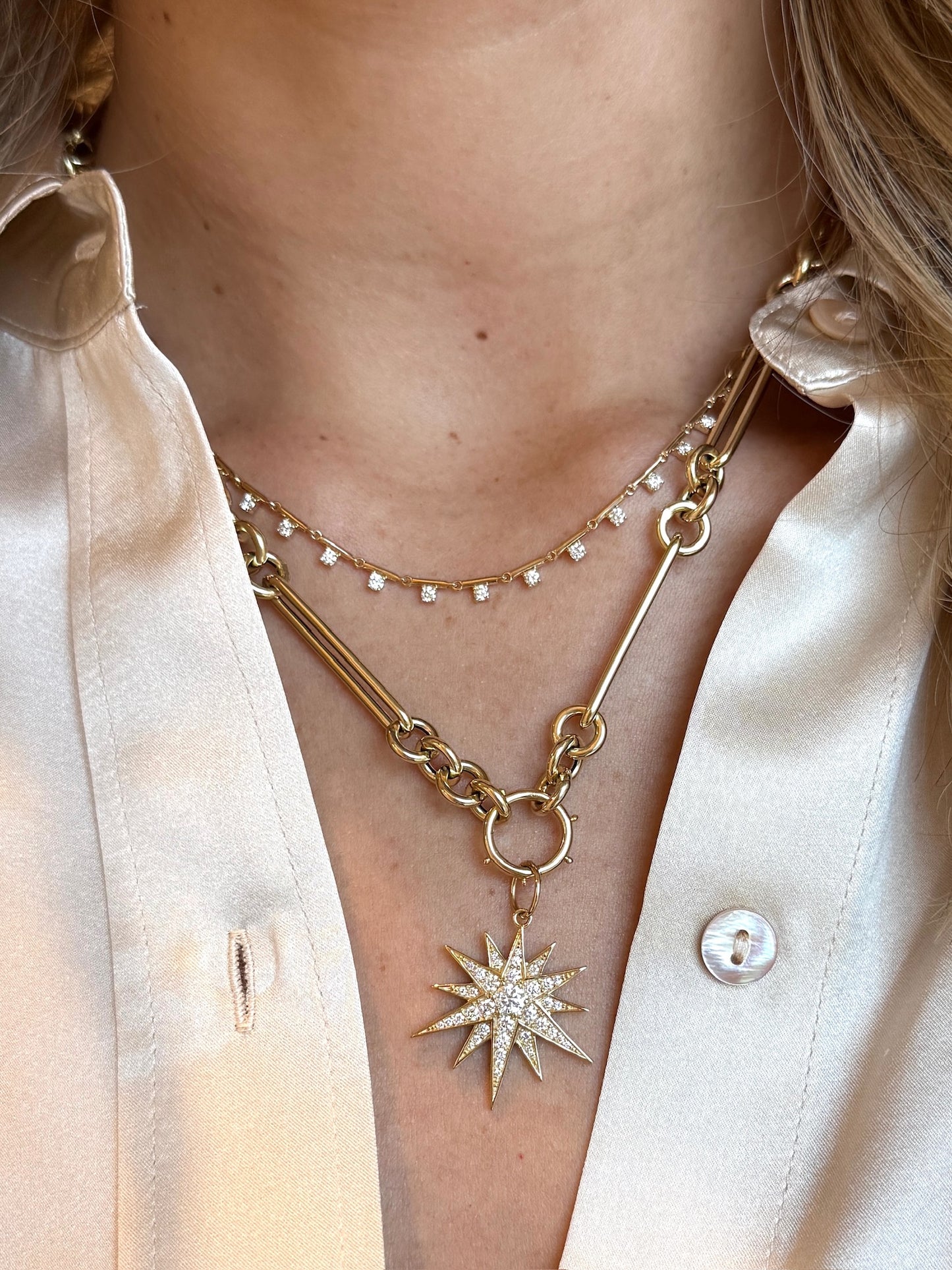 Vintage La Rose 14K Diamond Star Pendant