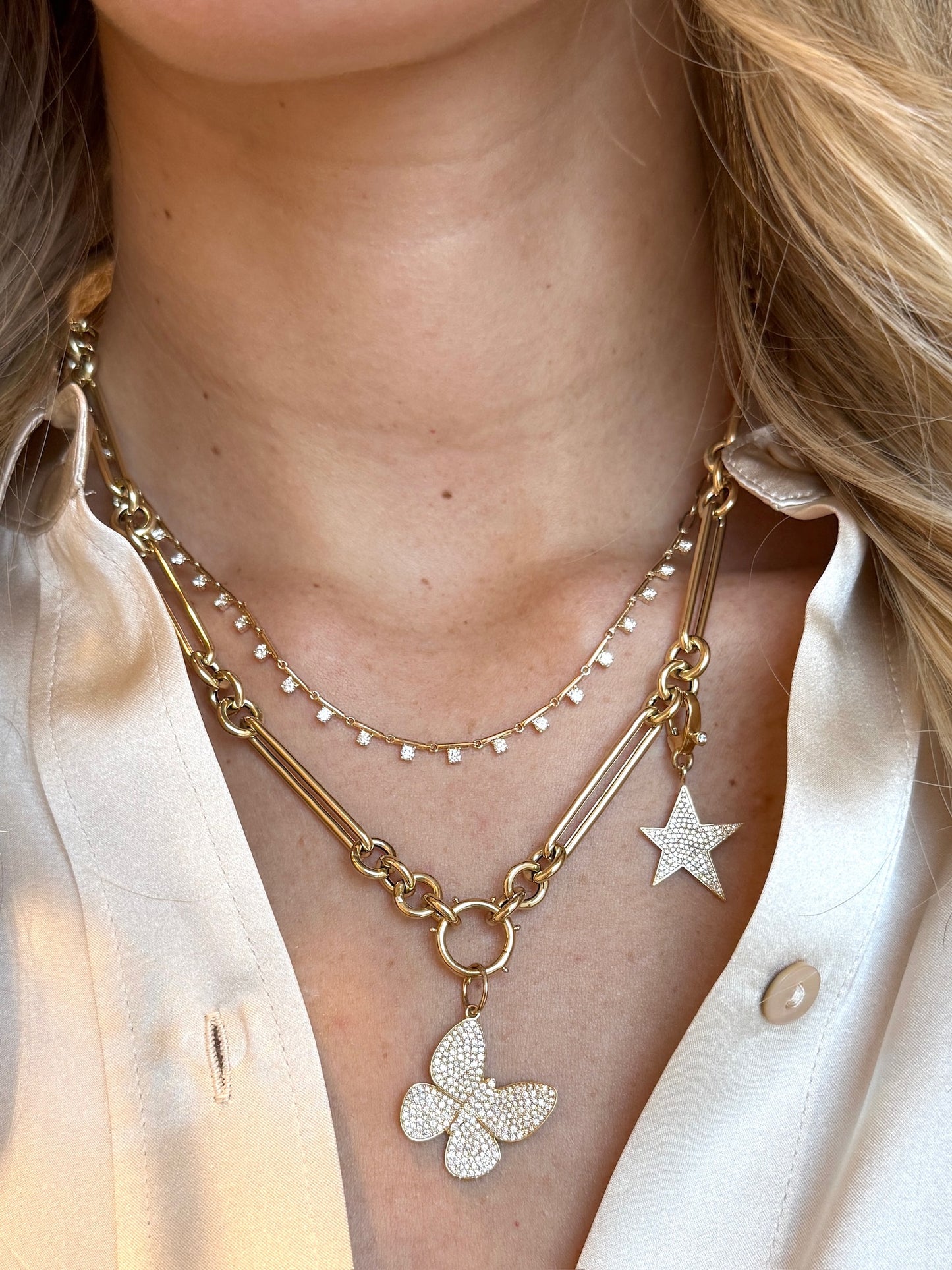 Vintage La Rose 14K Diamond Star Pendant