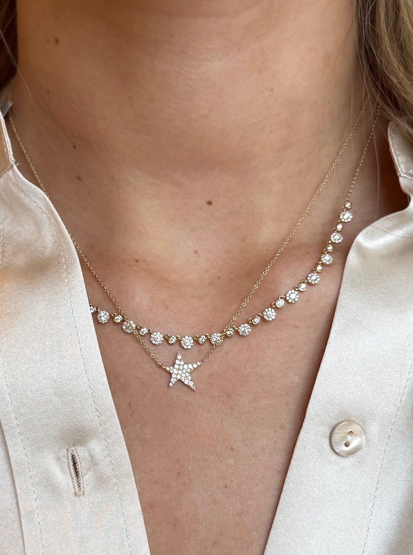 Vintage La Rose 14K Station Diamond Necklace