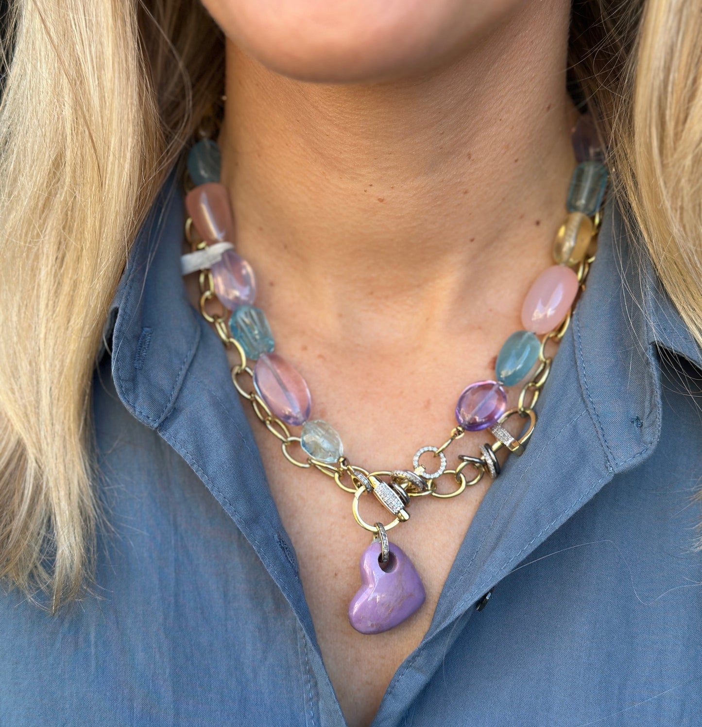 TRUNKSHOW The Woods Fine Jewelry Purple Side Heart Pendant