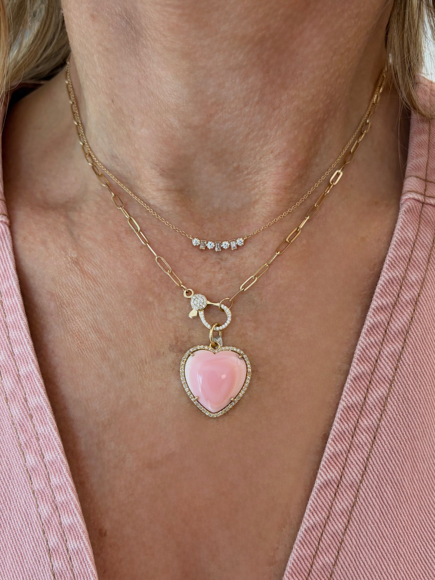 Vintage La Rose 14K Mixed Diamond Bar Necklace