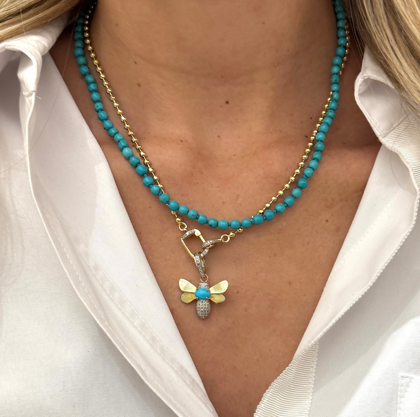 TRUNKSHOW The Woods Fine Jewelry Turquoise Bee Charm
