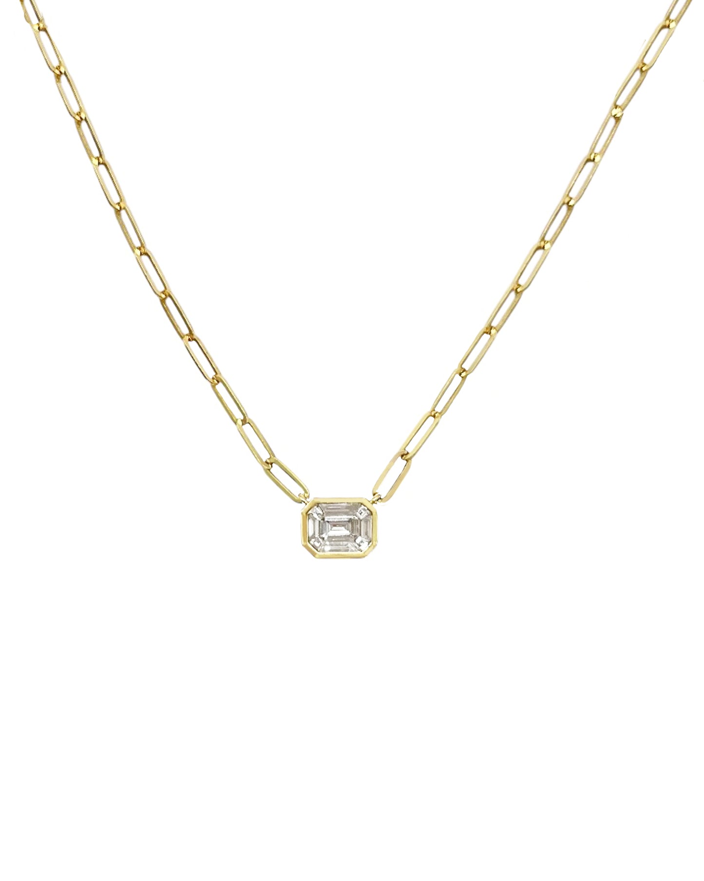 14K Vintage La Rose Baguette Diamond Necklace