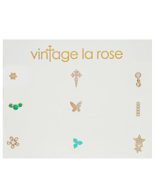 Vintage La Rose 14K Single Stud Earrings