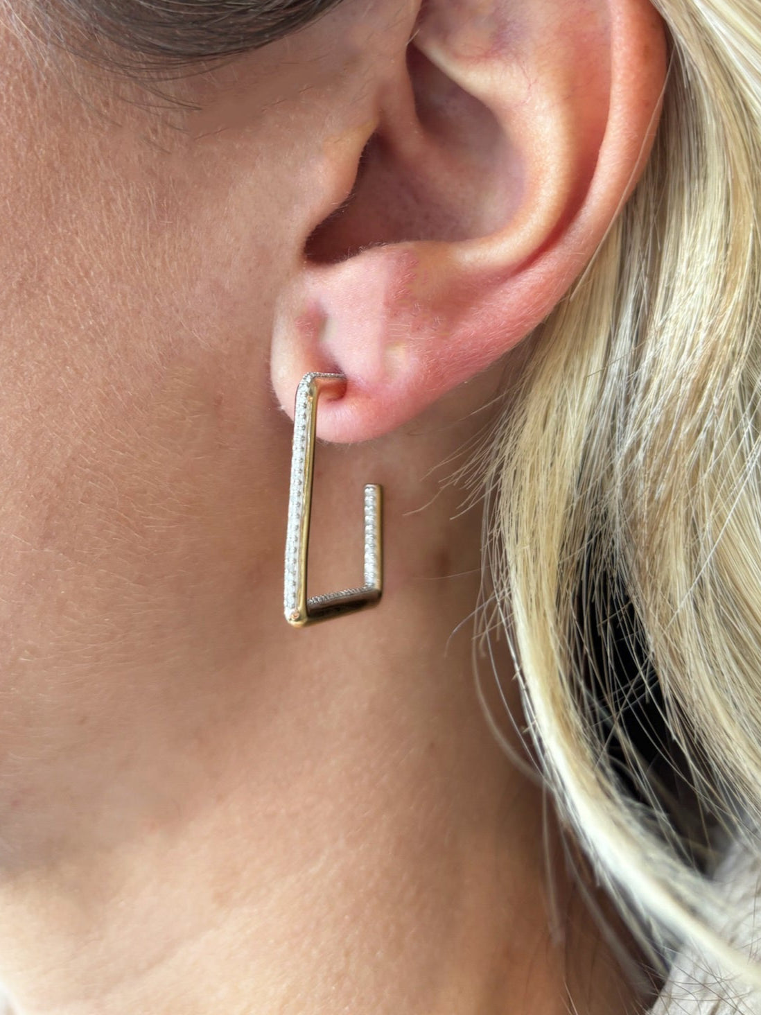 The Woods Fine Jewelry Diamond Square Hoop Earrings