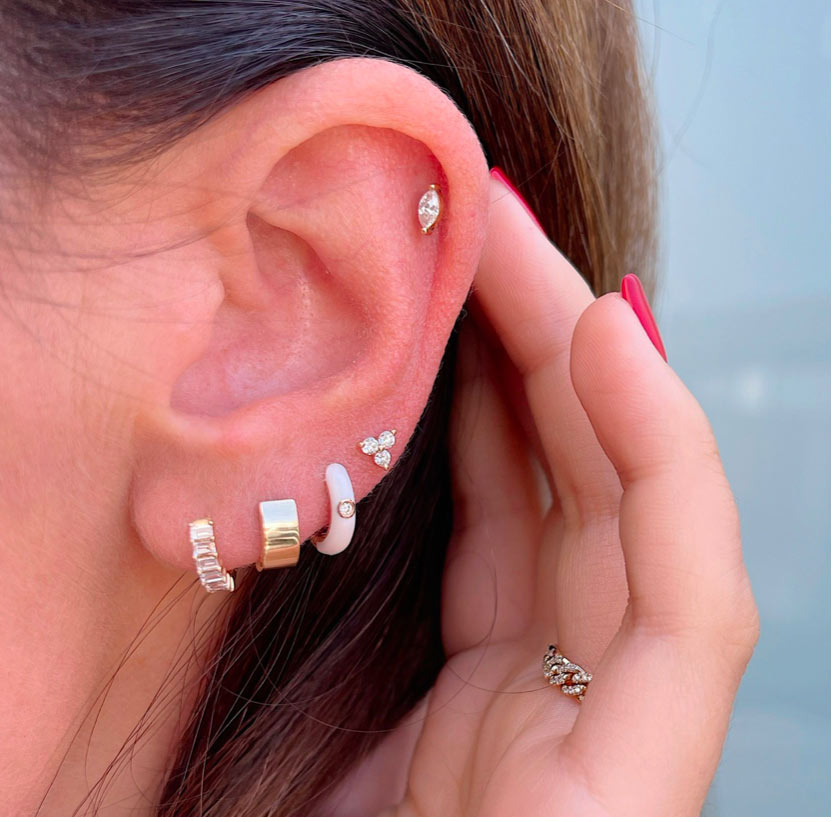 EF Collection Blush Enamel Huggie
