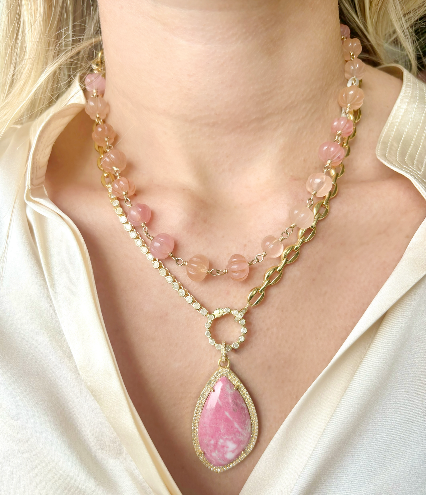 The Woods Fine Jewelry Peach Quartz Necklace, 17"