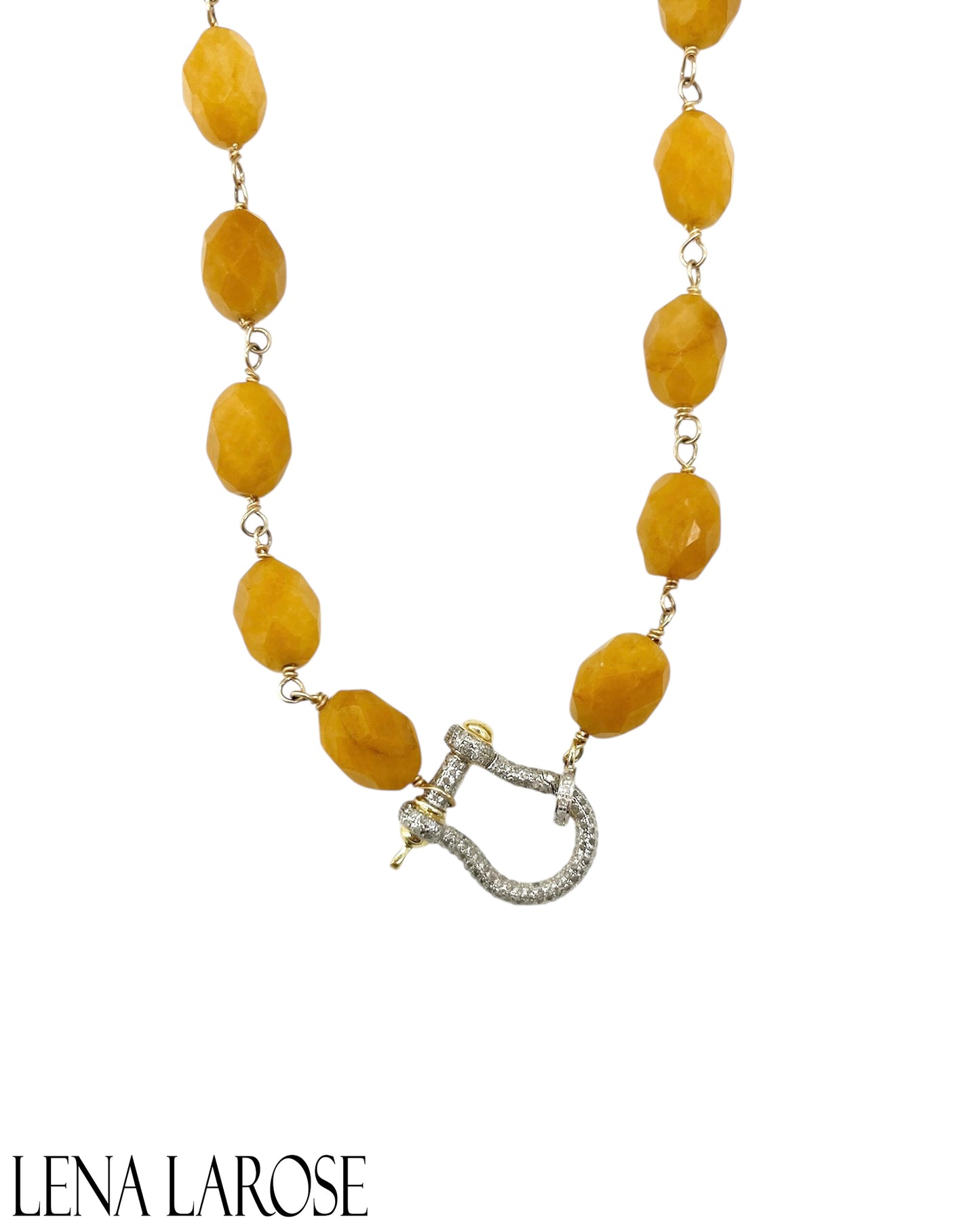 TRUNKSHOW The Woods Fine Jewelry Yellow Jade Necklace, 17.5"