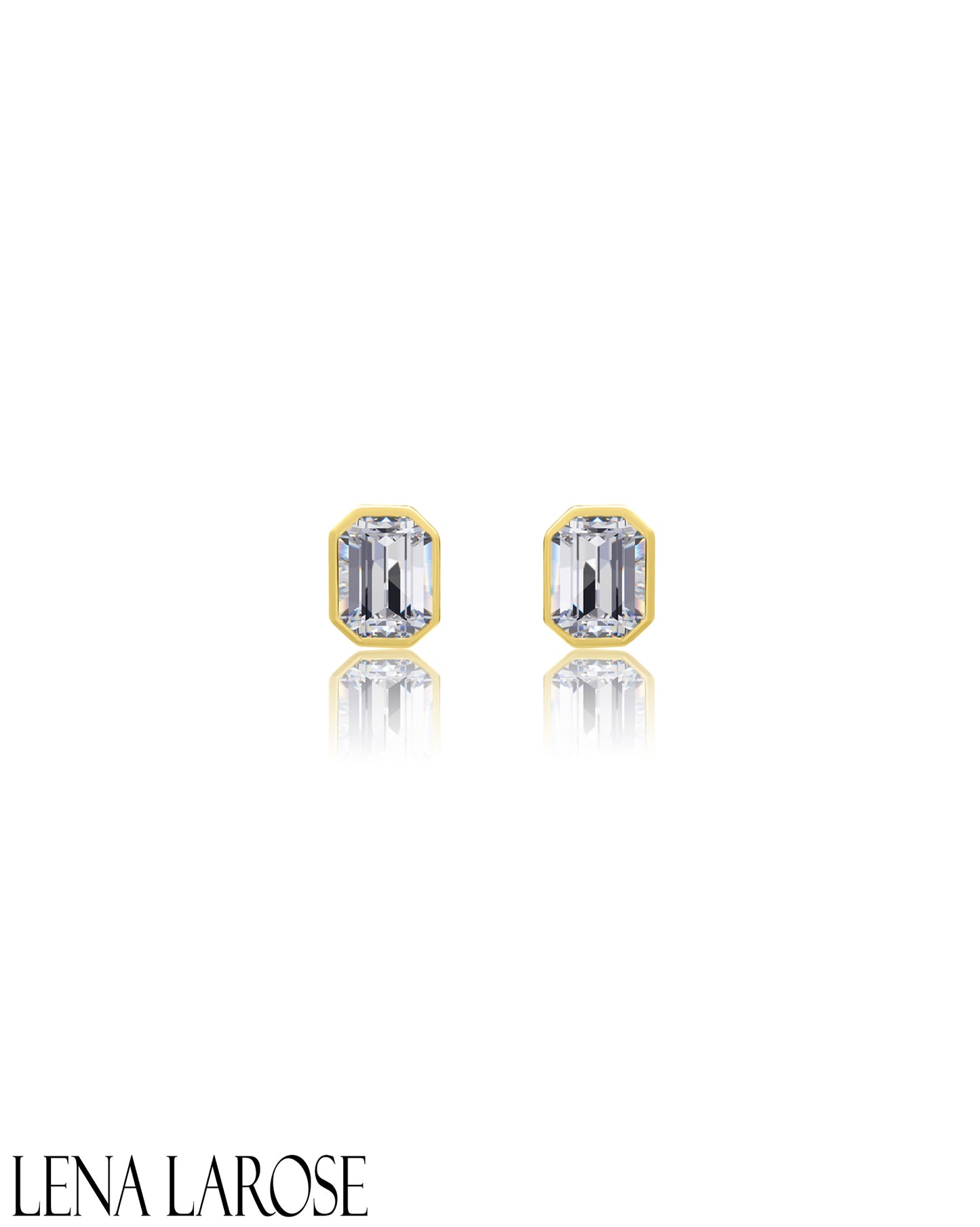 Vintage La Rose 14K Baguette Illusion Diamond Studs
