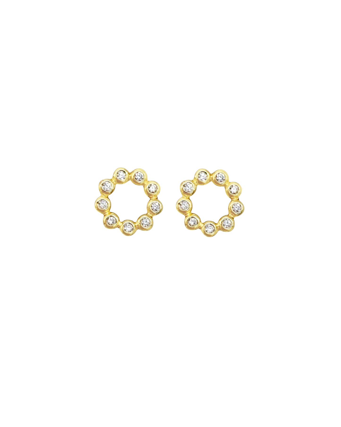 Vintage La Rose 14K Bezel Circle Studs