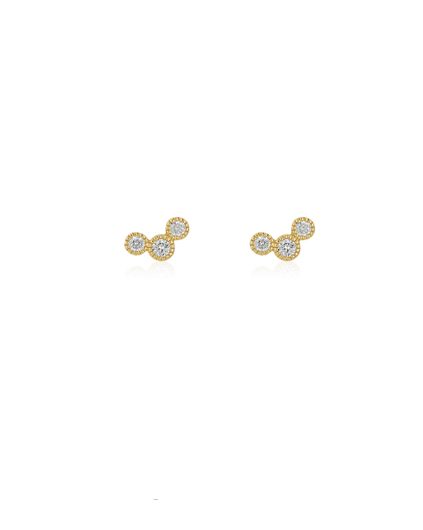 Vintage La Rose 14K Trio Diamond Studs