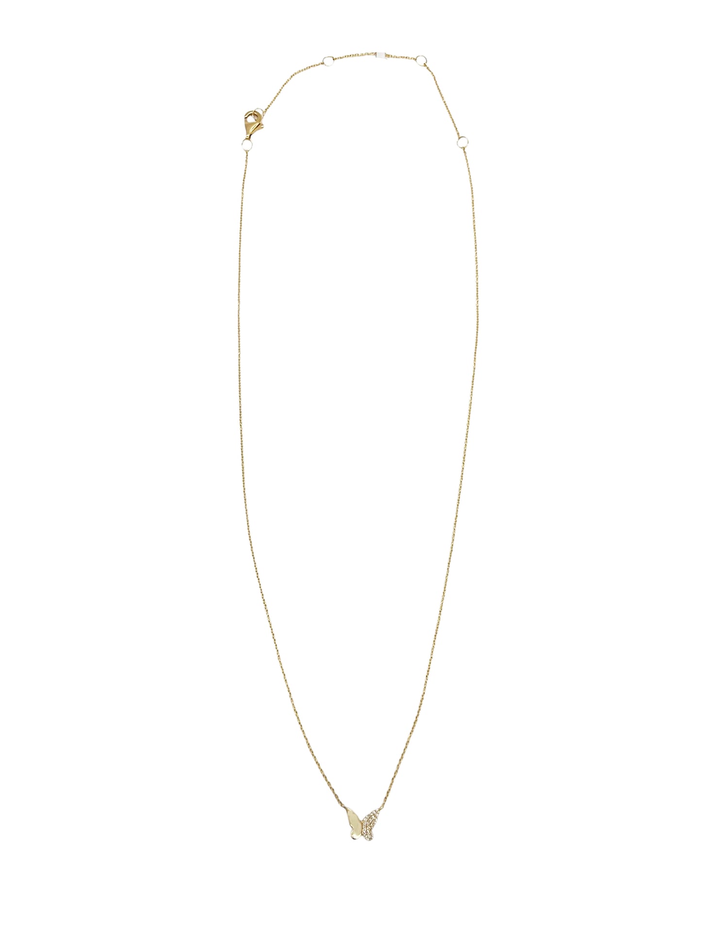 14K Vintage La Rose Half Flutter Butterfly Necklace