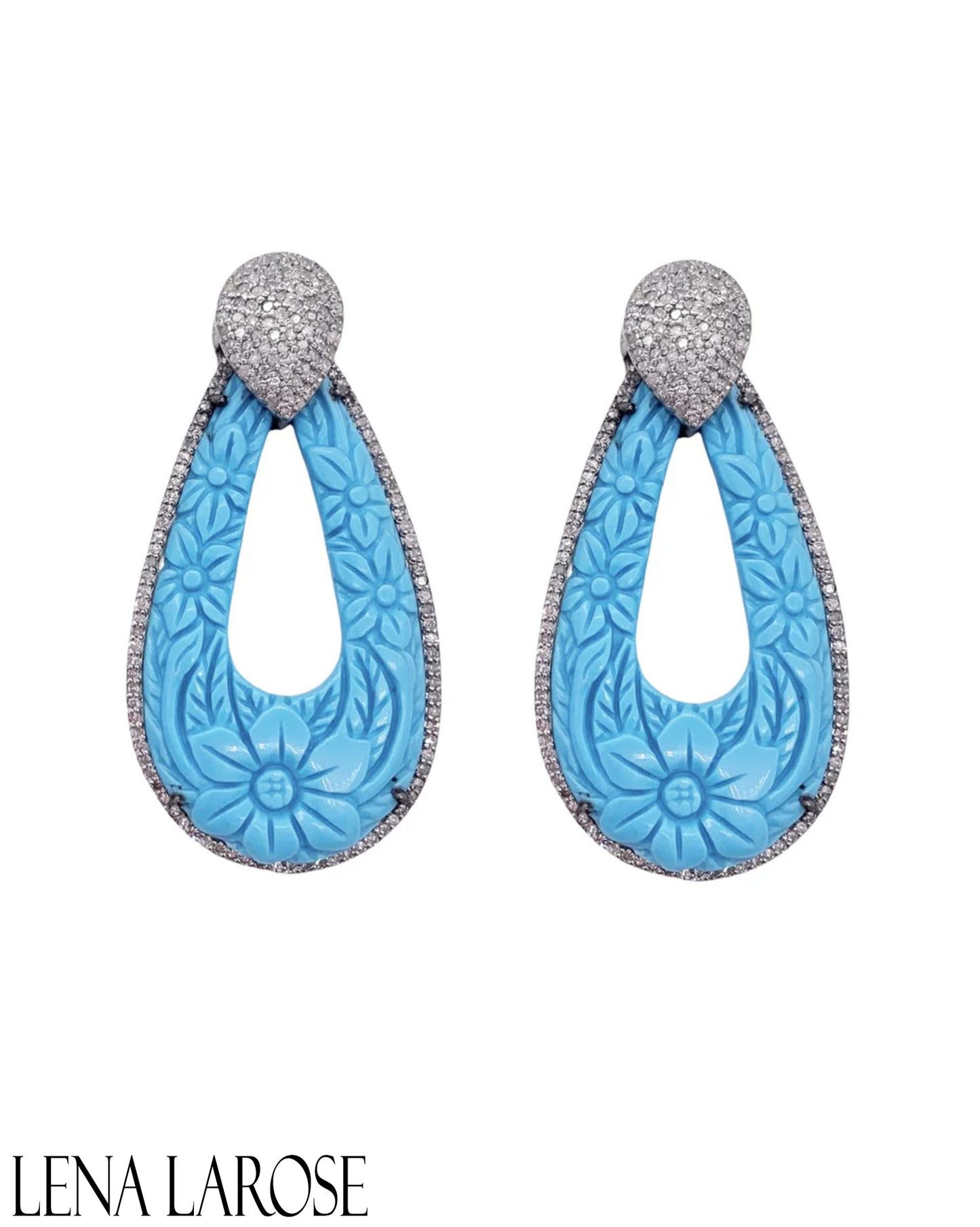 The Woods Fine Jewelry Carved Turquoise Earrings