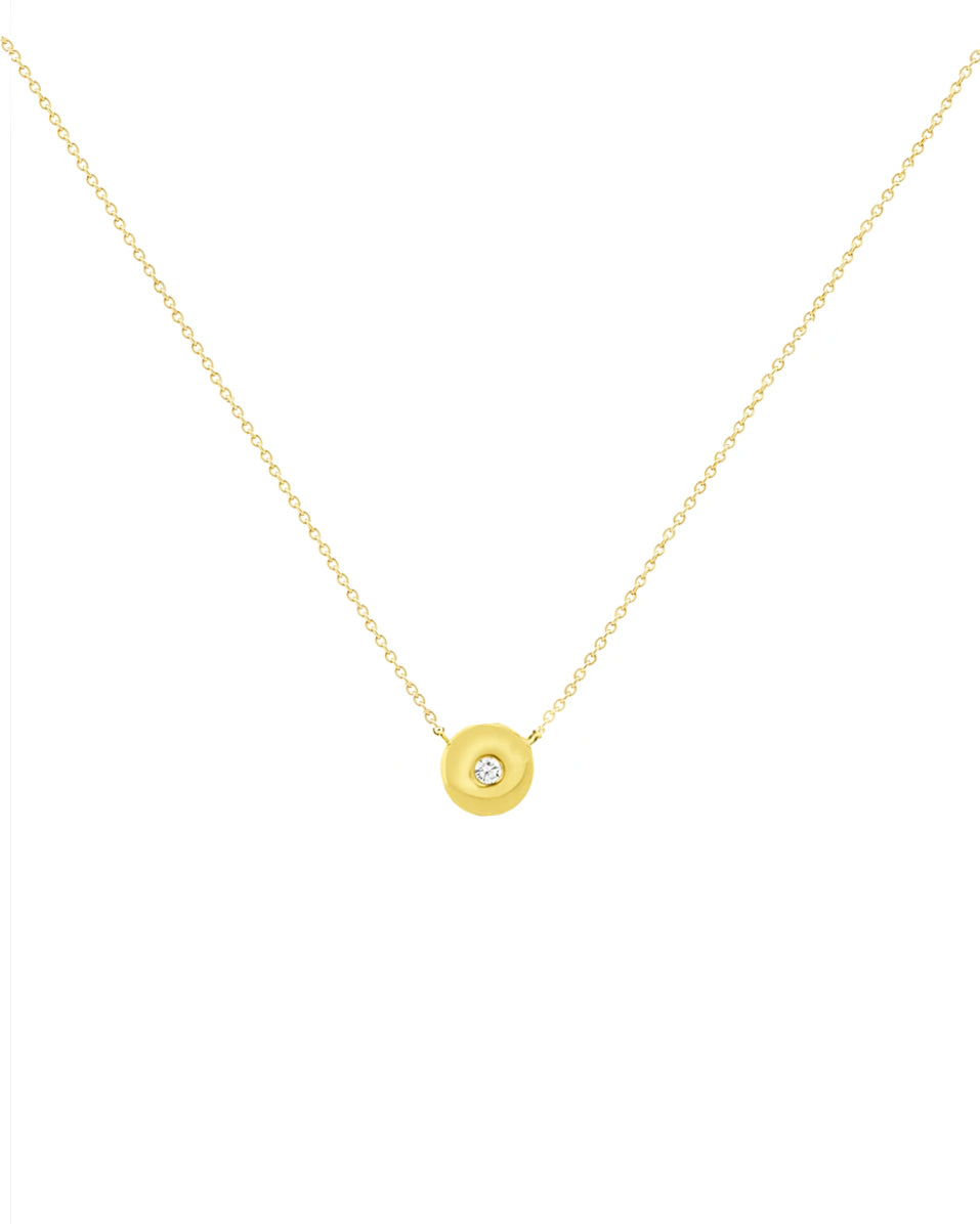 14K Vintage La Rose Center Circle Necklace