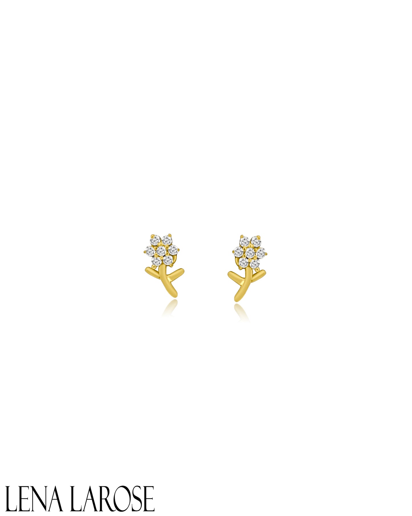 Vintage La Rose 14K Diamond Flower Studs