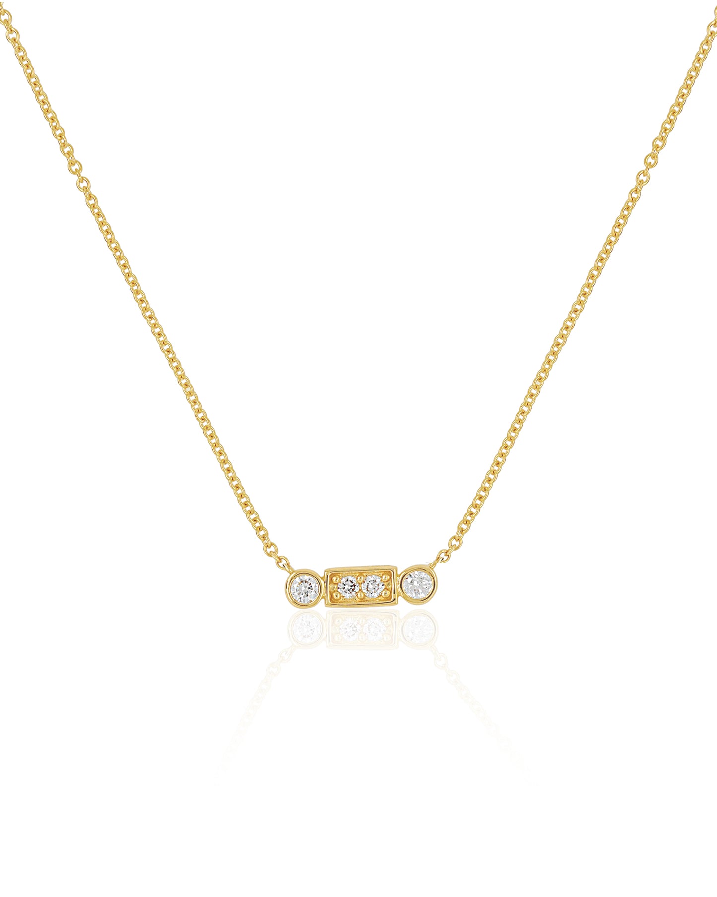 14K Vintage La Rose Halo Bar Diamond Necklace