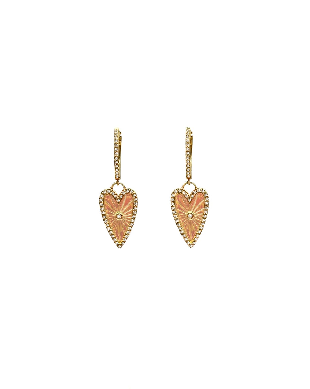 Vintage La Rose 14K Fluted Heart Drop Earrings