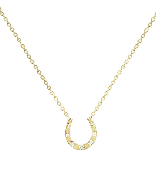 Vintage La Rose 14K Horseshoe Diamond Necklace