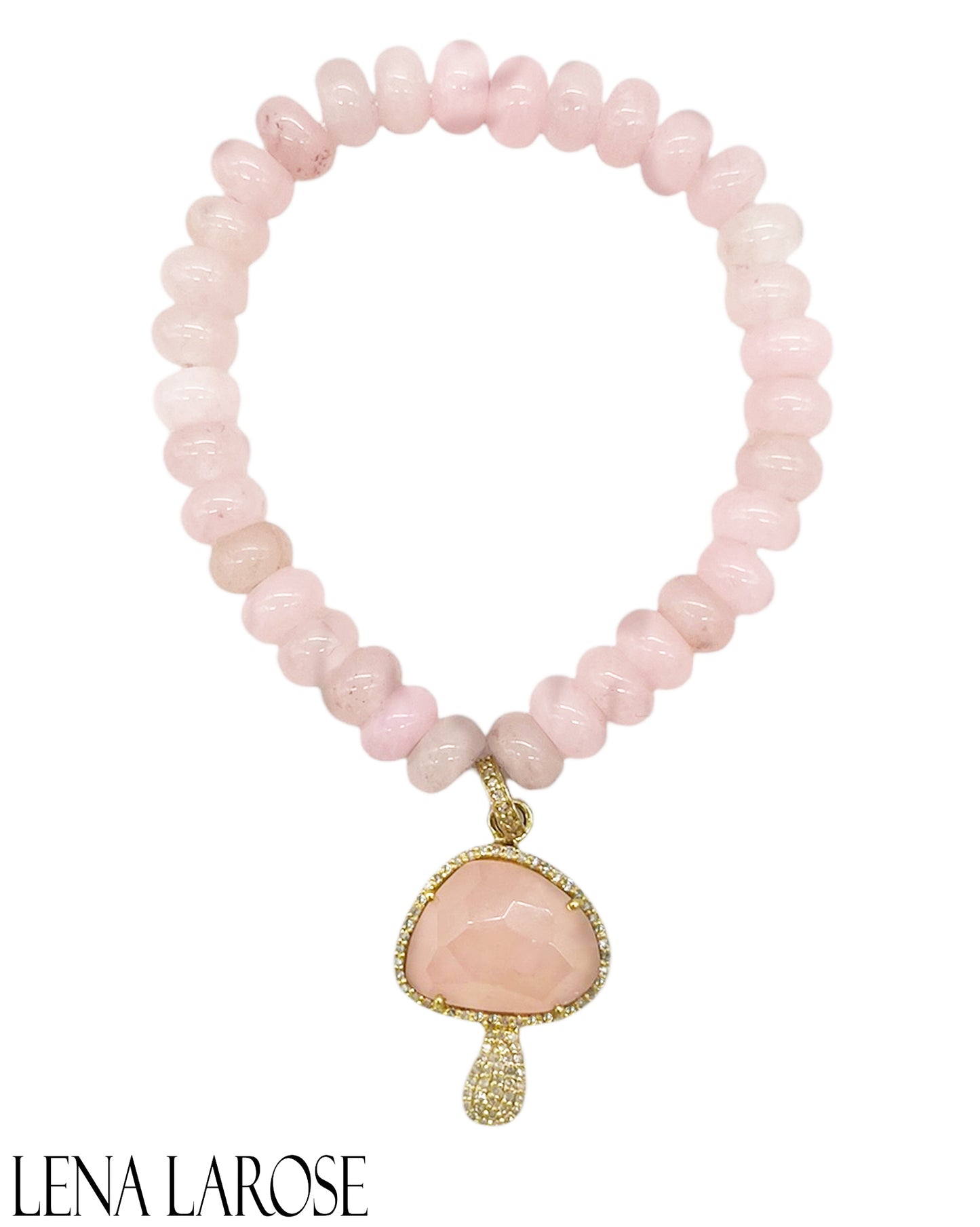 TRUNKSHOW The Woods Rose Quartz Mushroom and Jade Bracelet