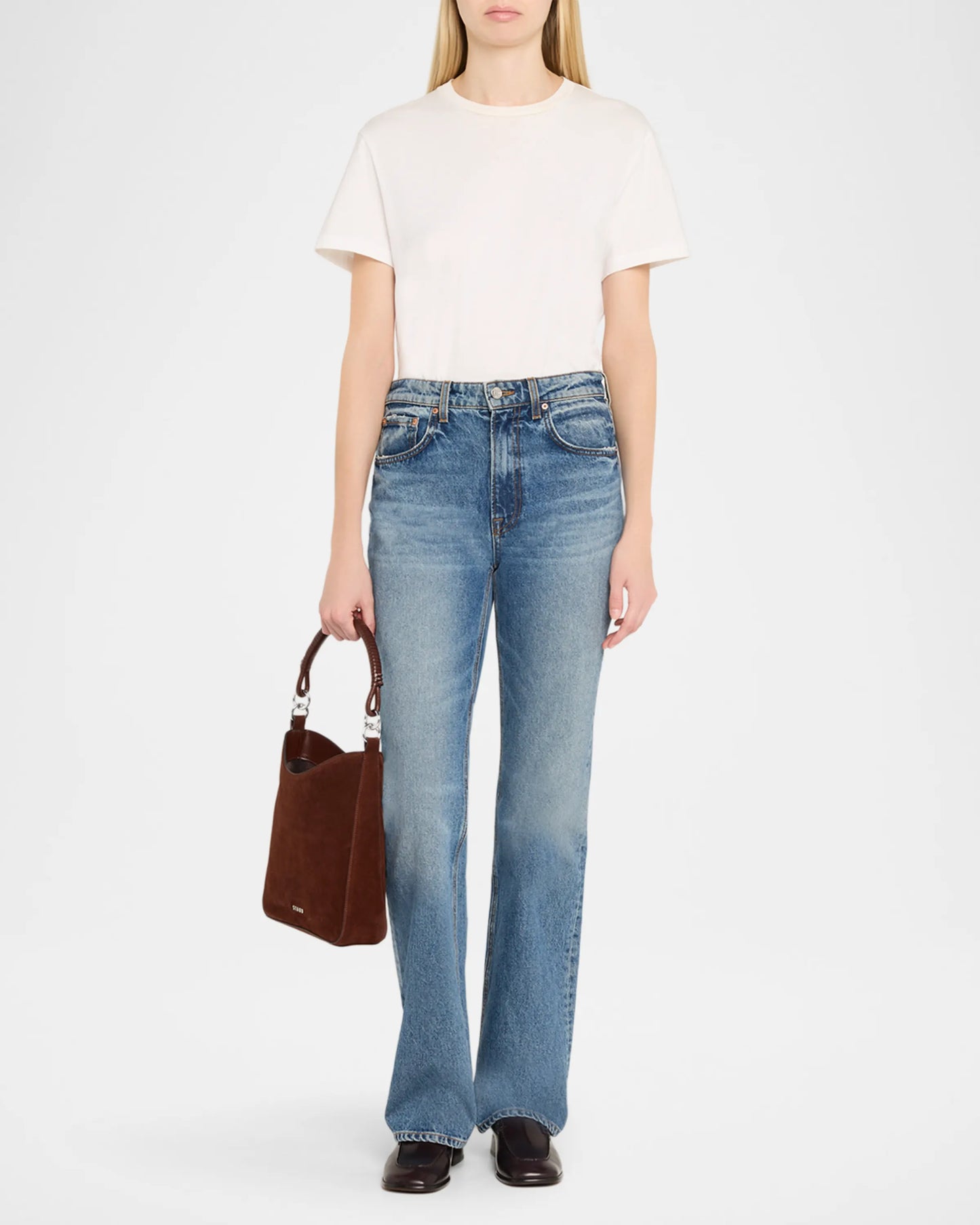 Staud Mel Suede Shoulder Bag Mahogany