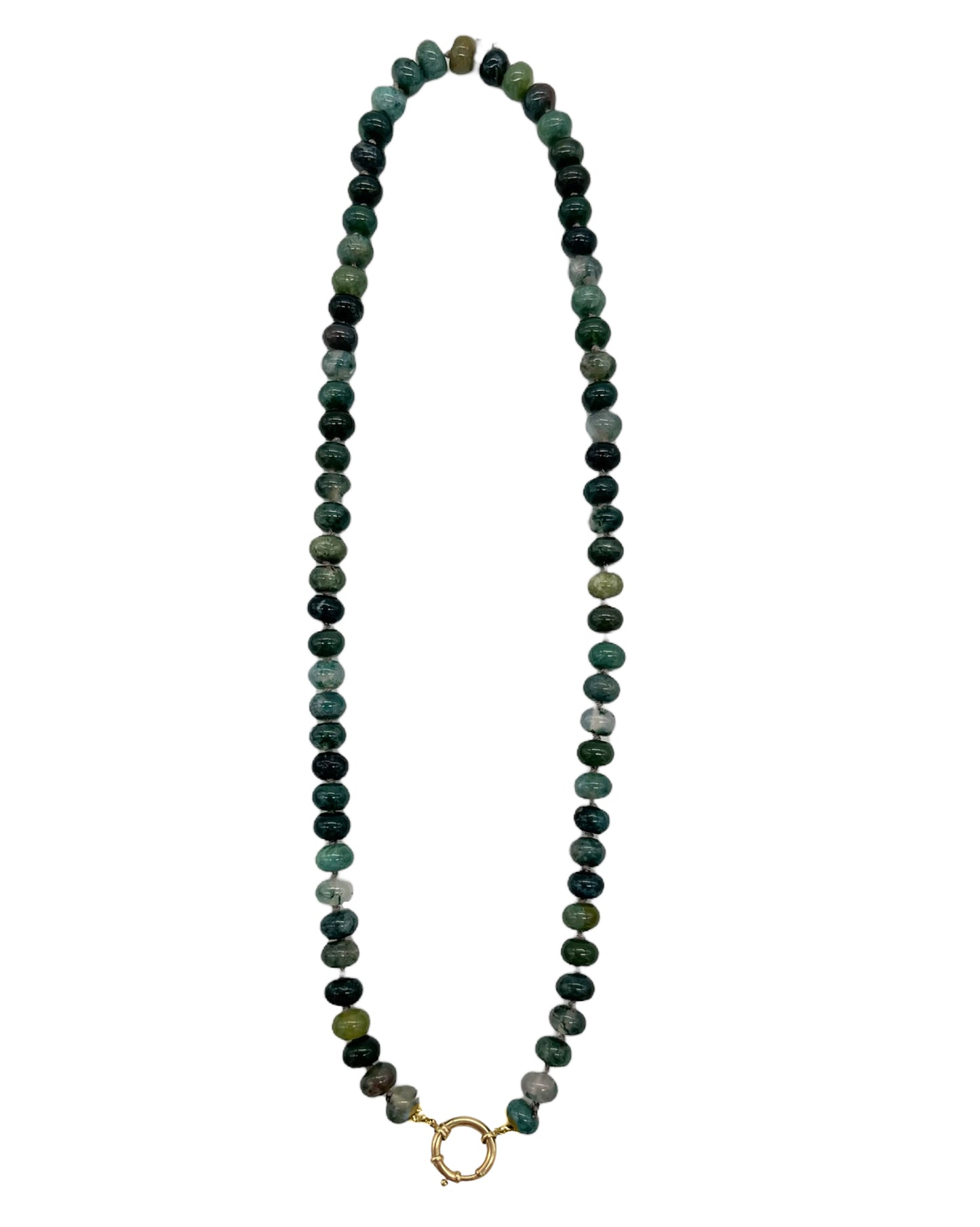 14K Vintage La Rose Moss Agate Chain 19"