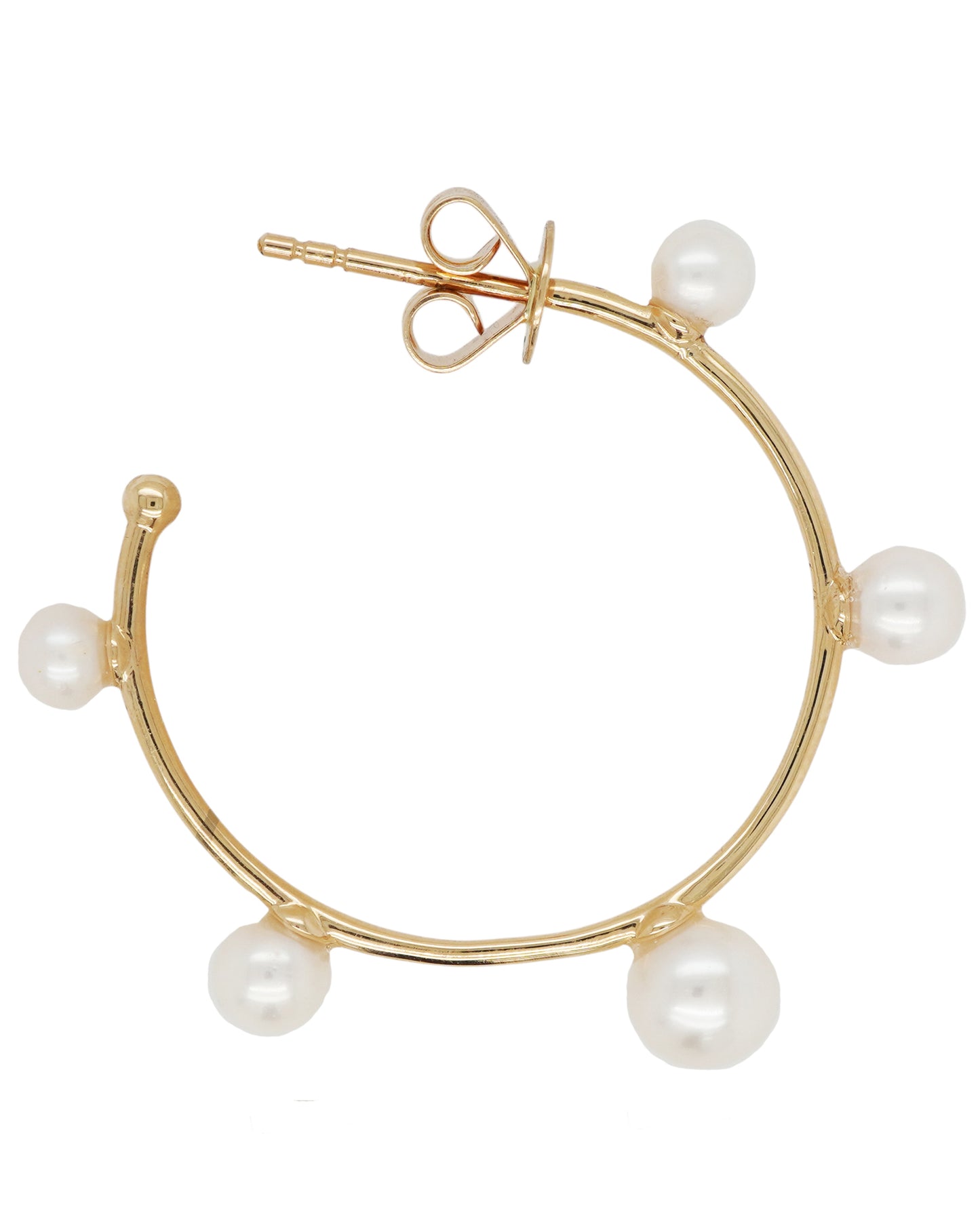 Vintage La Rose 14K Pearl Orbit Hoop