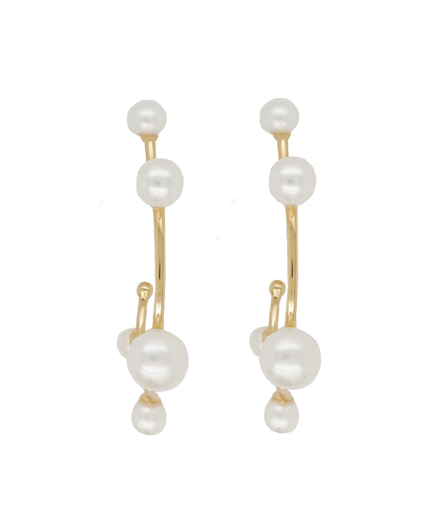 Vintage La Rose 14K Pearl Orbit Hoop