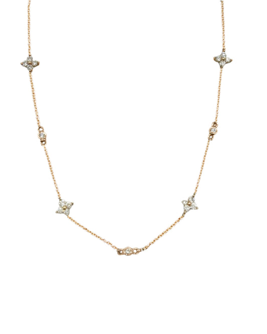 Vintage La Rose 14K Starlight Station Necklace