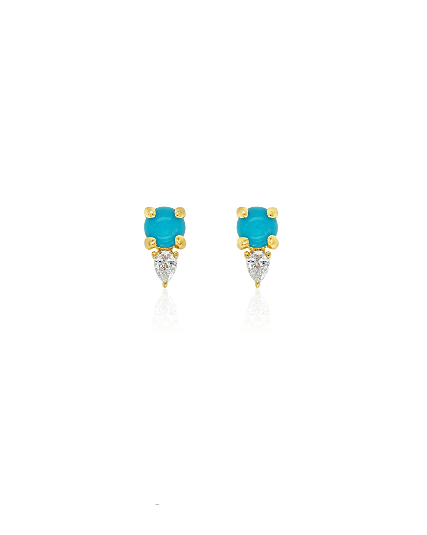 Vintage La Rose 14K Diamond Turquoise Studs