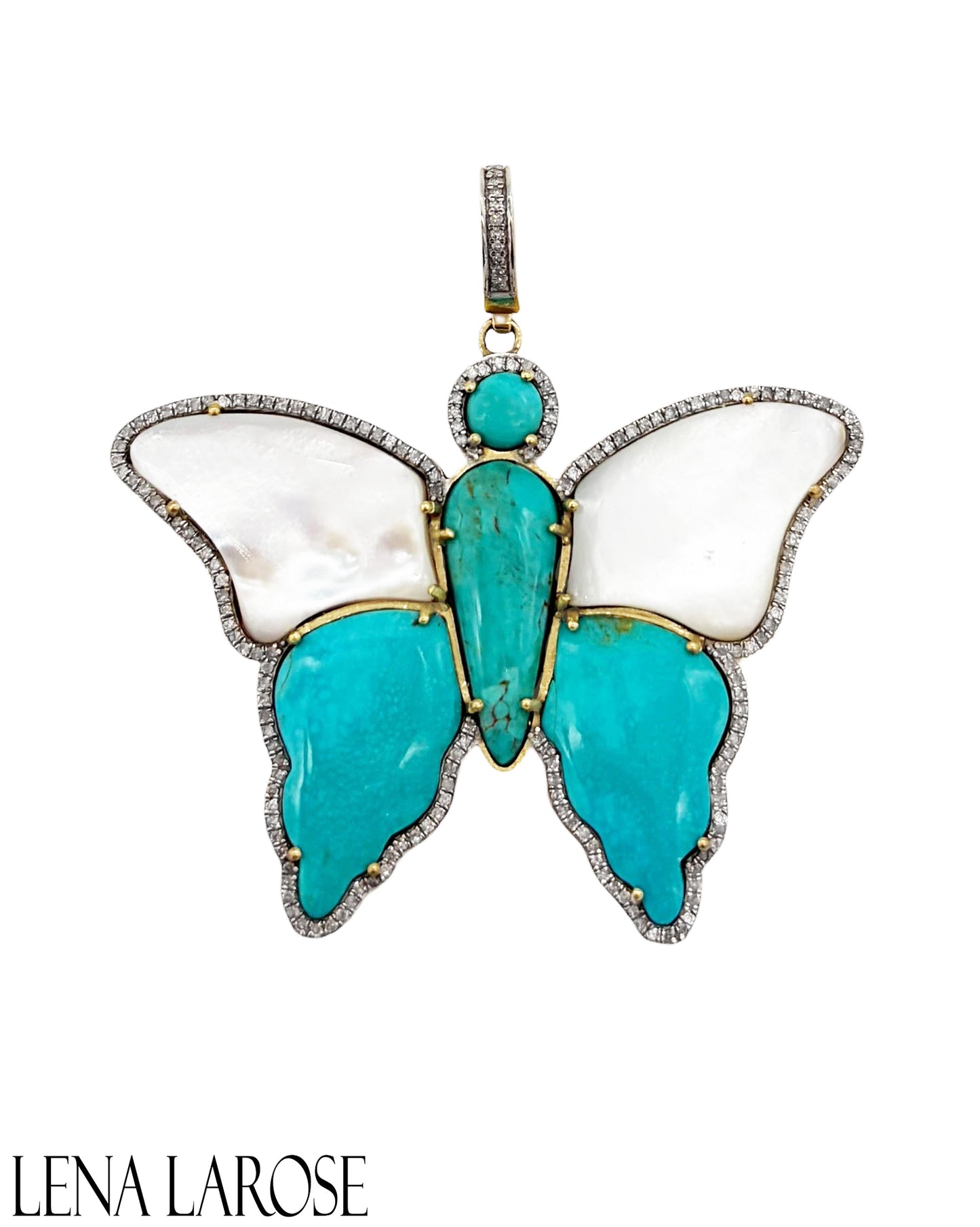 The Woods Turquoise and Mother of Pearl Butterfly Pendant