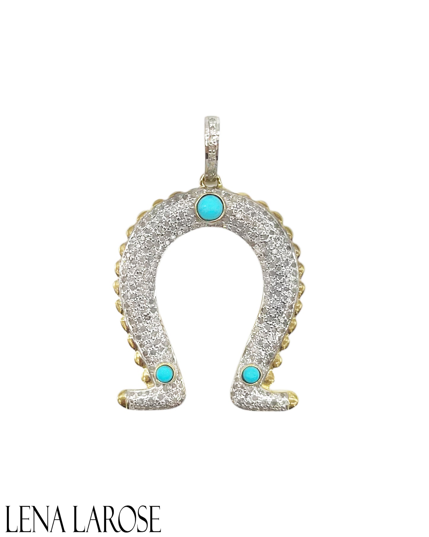 TRUNKSHOW The Woods Pave and Turquoise Horseshoe Pendant
