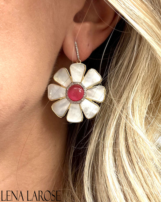 TRUNKSHOW The Woods Fine Jewelry MOP Flower Earrings