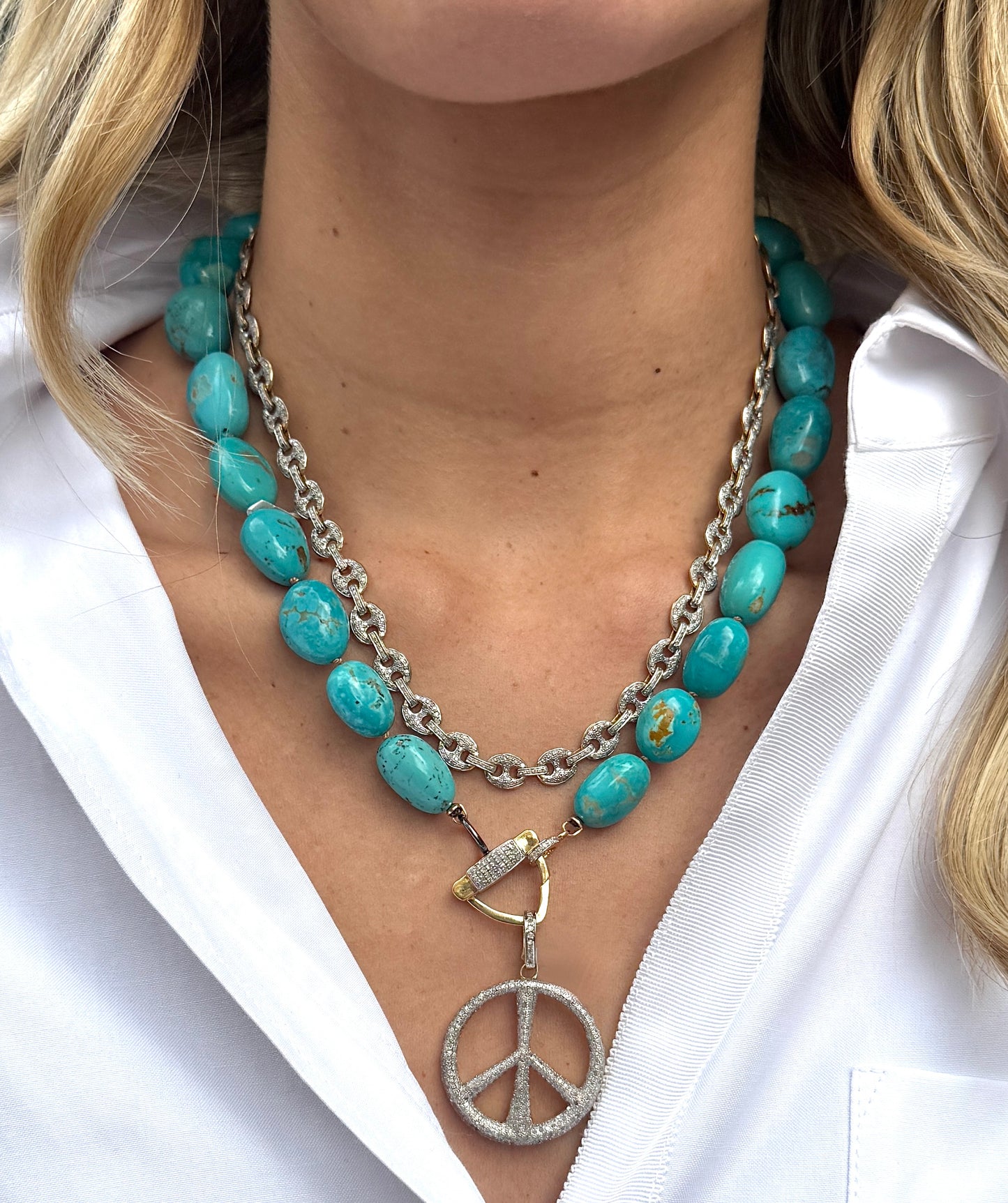 TRUNKSHOW The Woods Fine Jewelry Graduated Turquoise, 19.5"