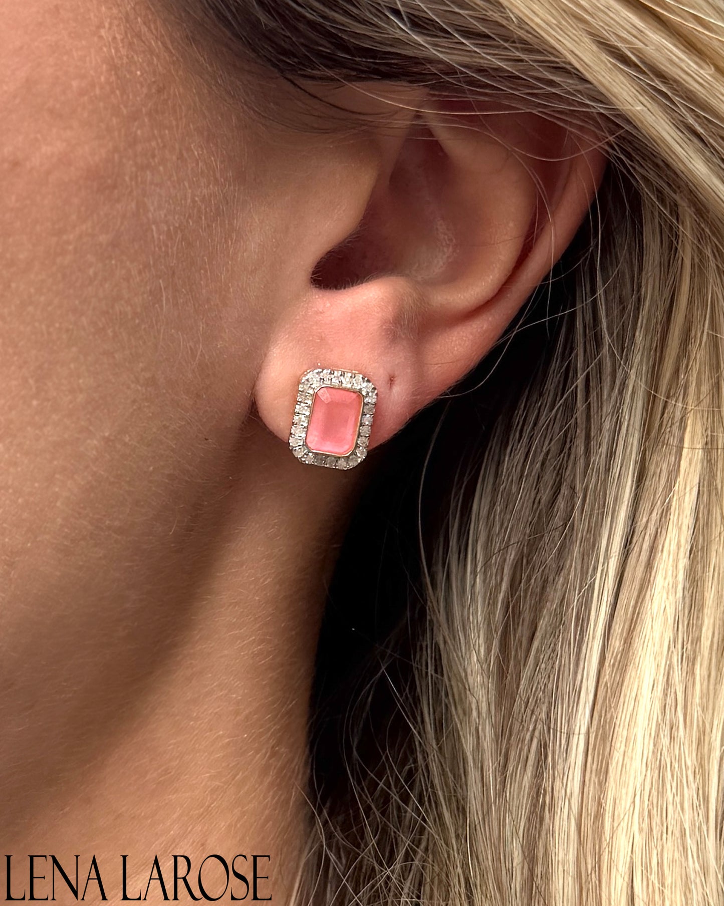 TRUNKSHOW The Woods Fine Jewelry Pink Jade Studs