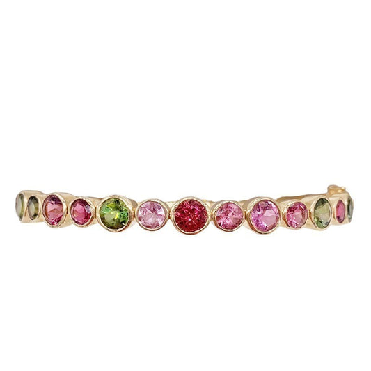 Vintage La Rose 14k Bezel Tourmaline Bangle